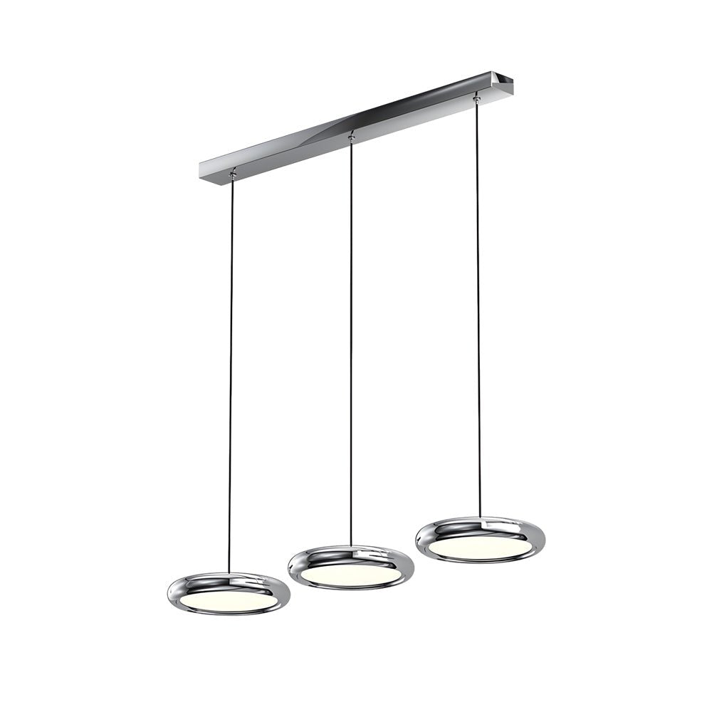 Stylish Black and Chrome Metallic LED Pendant Light for Modern Spaces