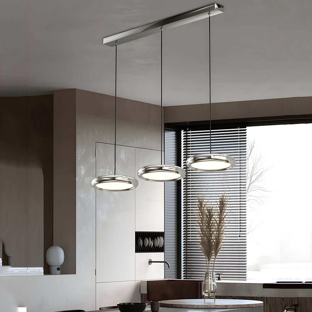Stylish Black and Chrome Metallic LED Pendant Light for Modern Spaces