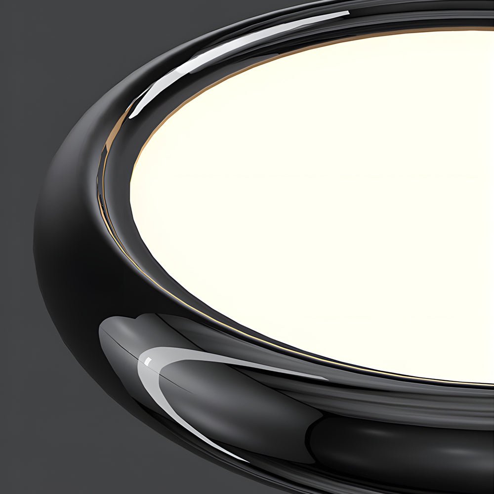 Sleek Black & Chrome Round Metallic LED Pendant Light for Modern Home