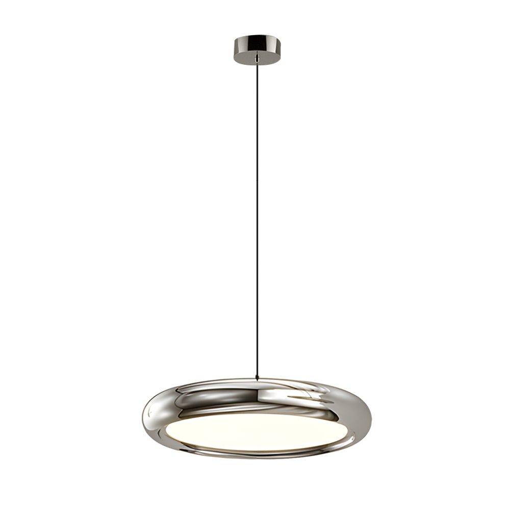 Stylish Black and Chrome Metallic LED Pendant Light for Modern Spaces