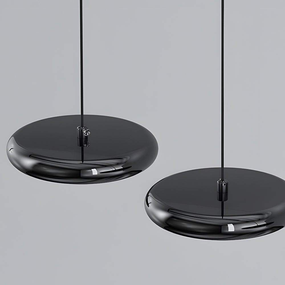 Sleek Black & Chrome Round Metallic LED Pendant Light for Modern Home