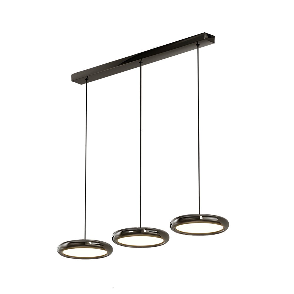 Sleek Black & Chrome Round Metallic LED Pendant Light for Modern Home