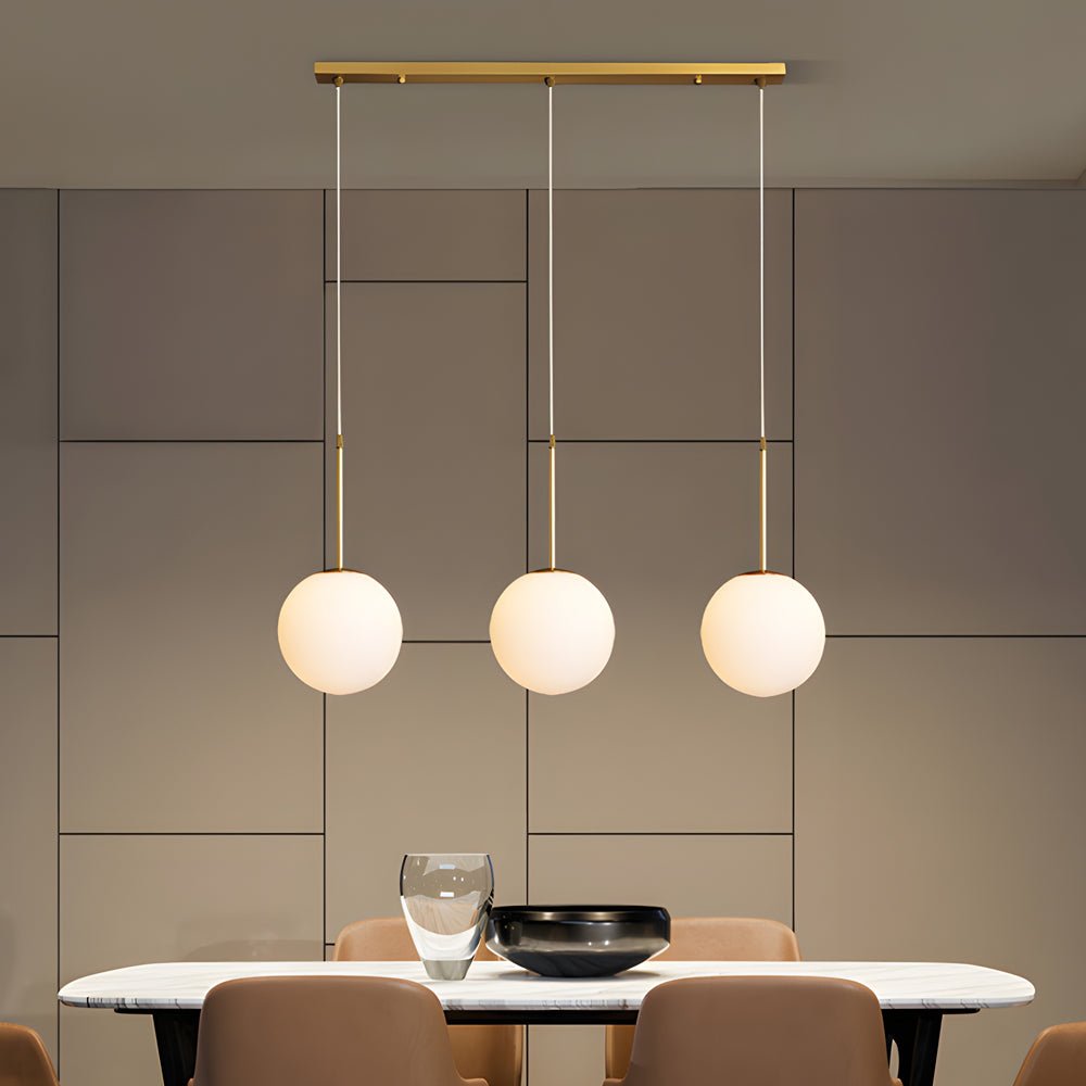 Contemporary Gold Finish White Glass Globe Pendant Light for Kitchen Island