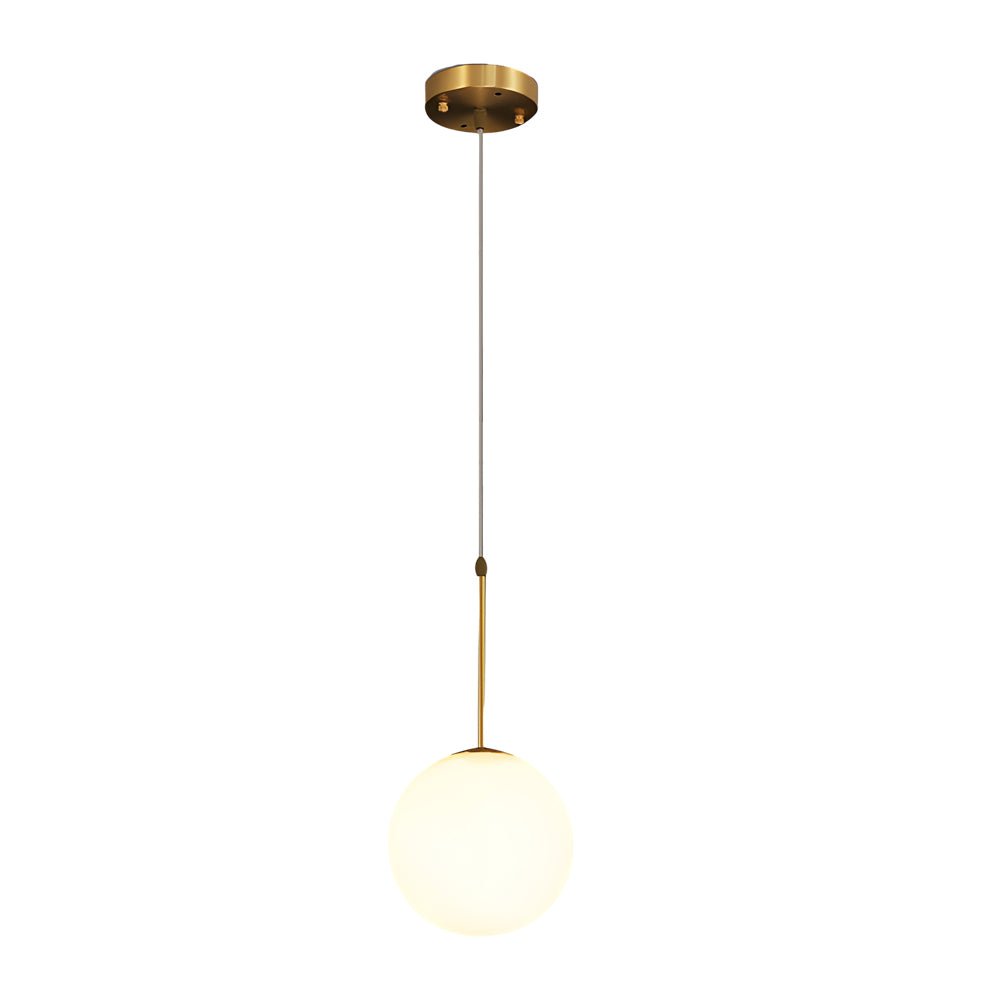 Contemporary Gold Finish White Glass Globe Pendant Light for Kitchen Island