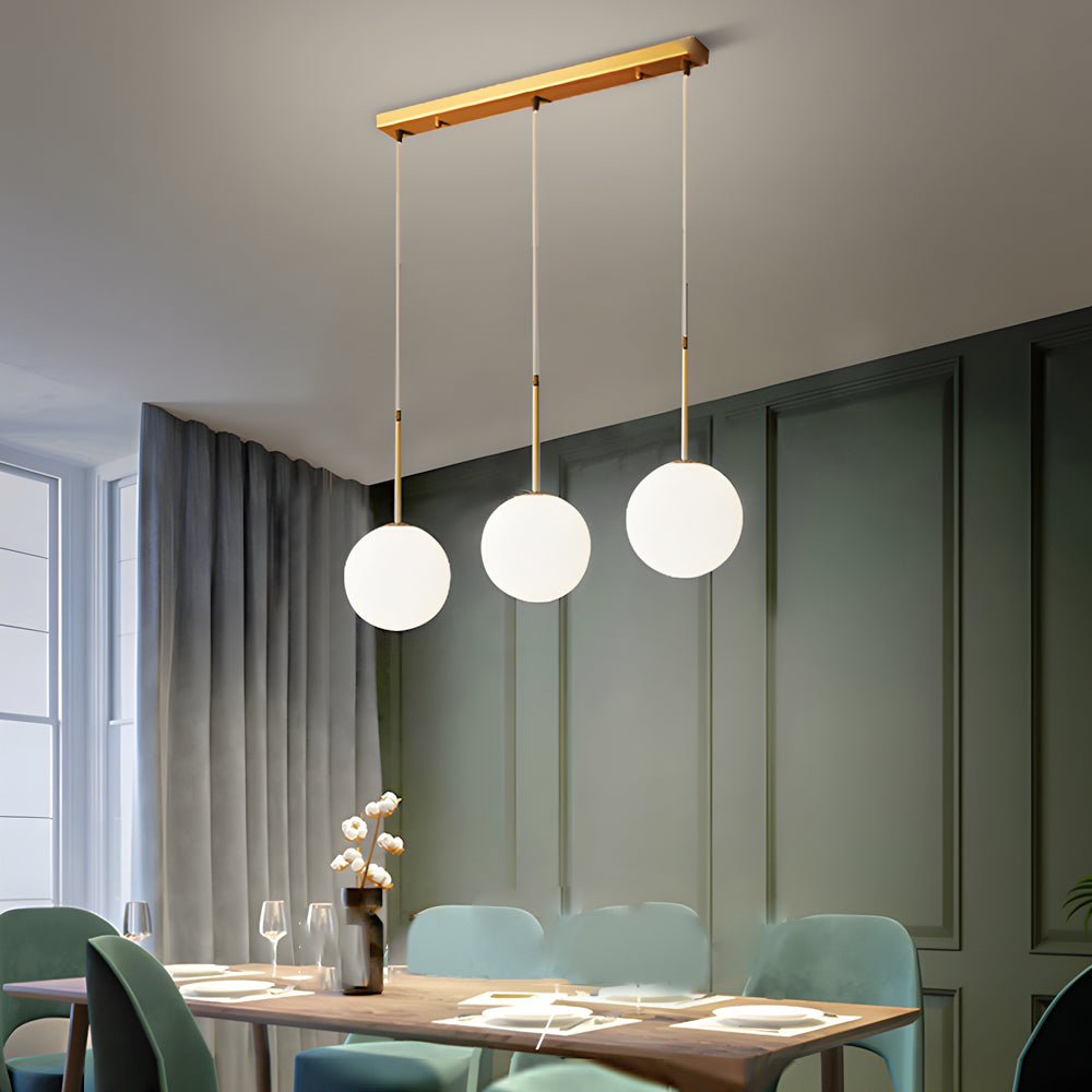 Contemporary Gold Finish White Glass Globe Pendant Light for Kitchen Island