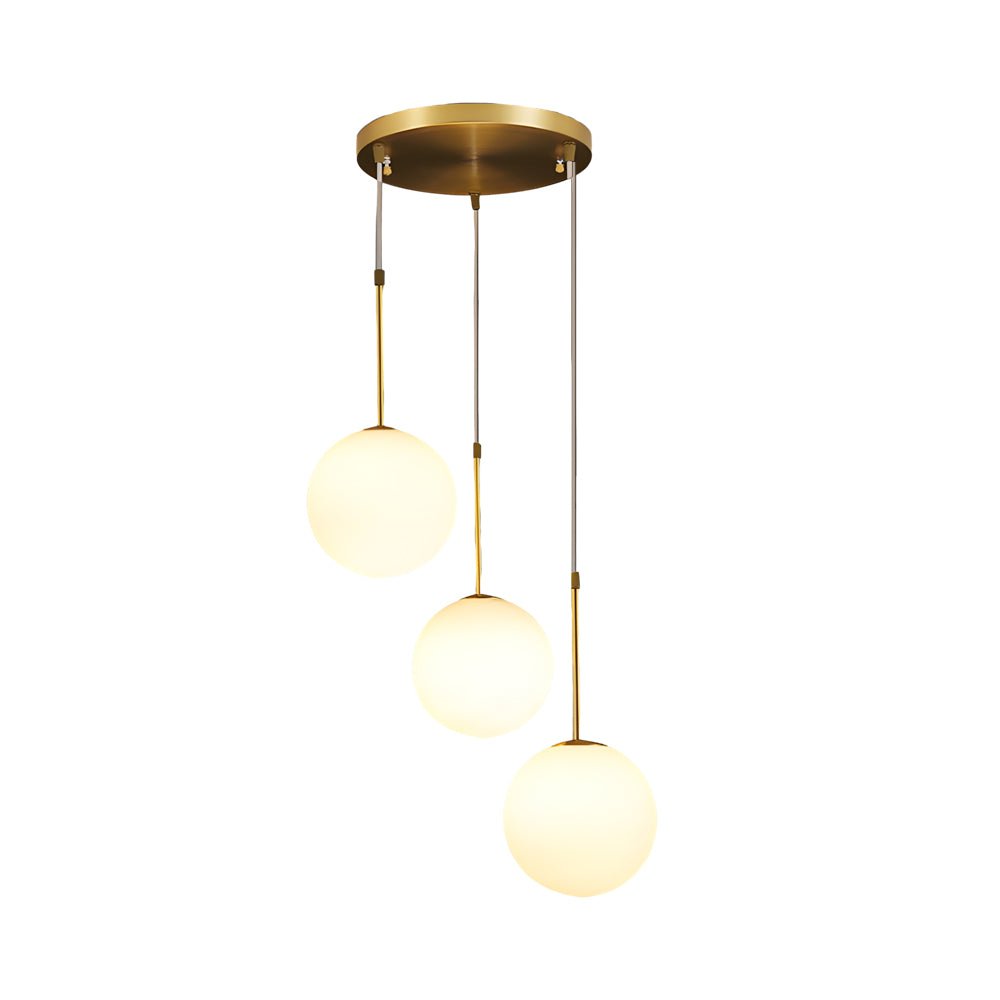 Elegant Gold Finish 1/3-Light White Glass Globe Pendant for Kitchen Island