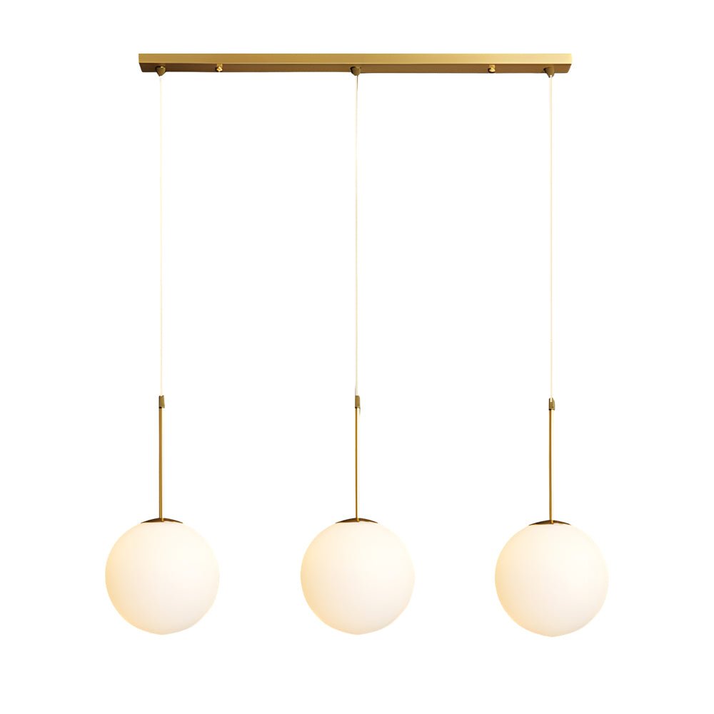 Elegant Gold Finish 1/3-Light White Glass Globe Pendant for Kitchen Island