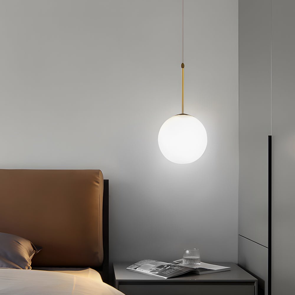 Contemporary Gold Finish White Glass Globe Pendant Light for Kitchen Island