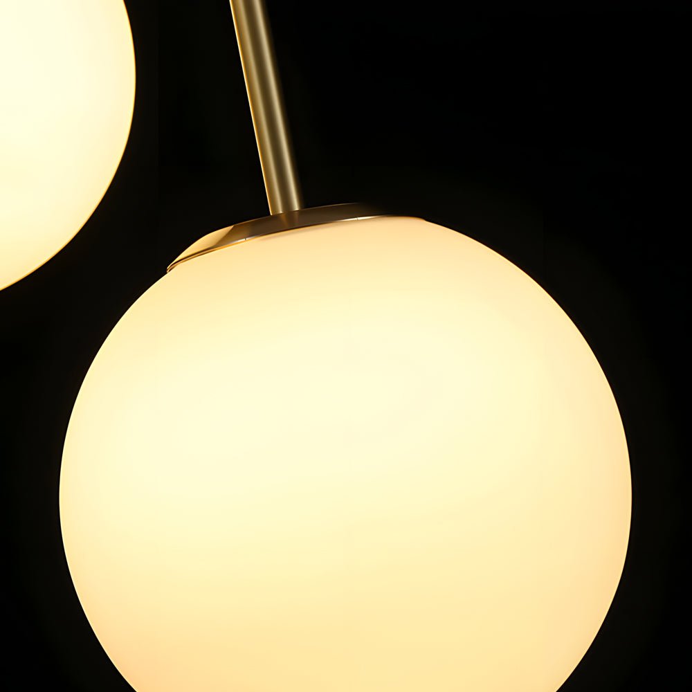 Elegant Gold Finish 1/3-Light White Glass Globe Pendant for Kitchen Island