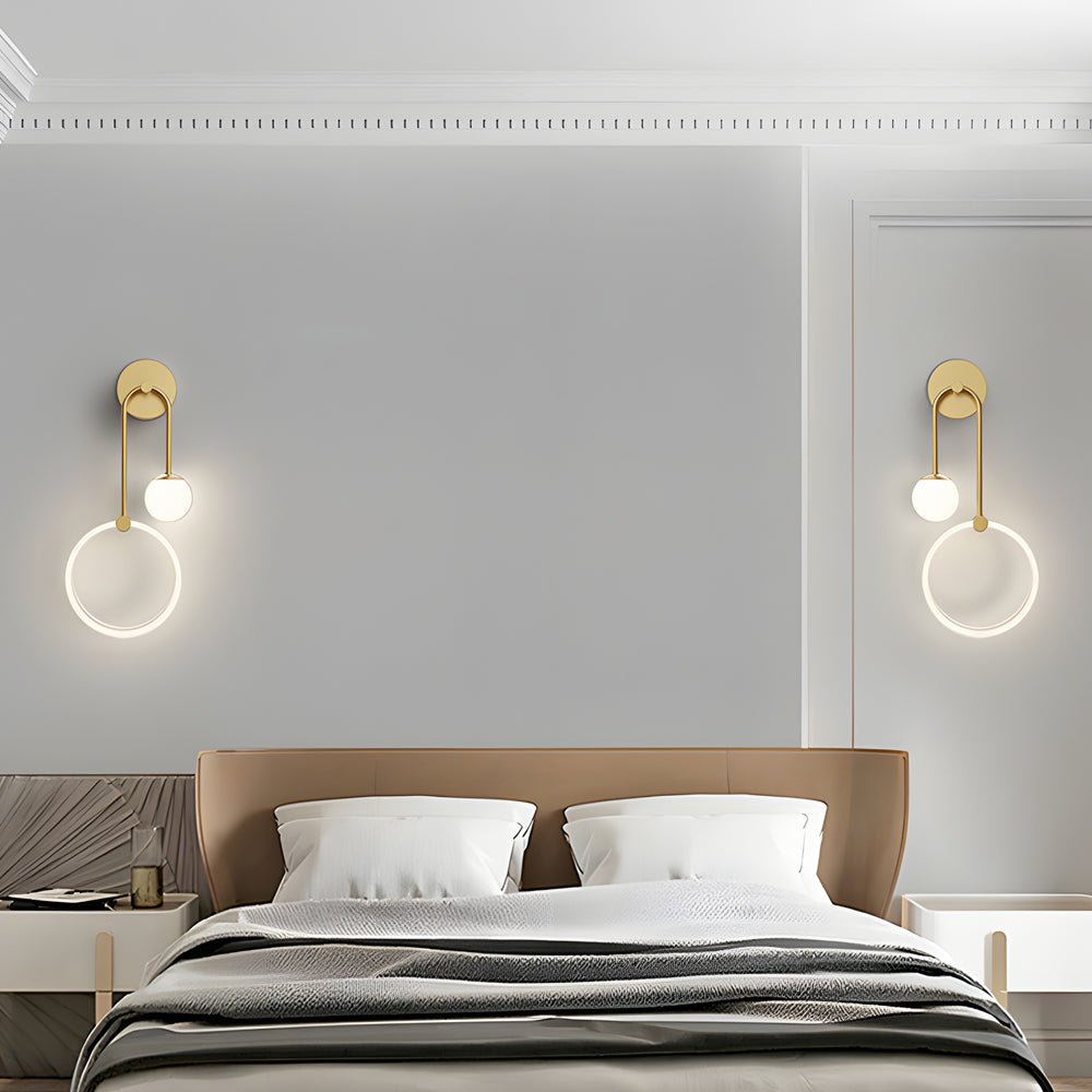 Contemporary White Acrylic Ring LED Wall Sconces for Living Room