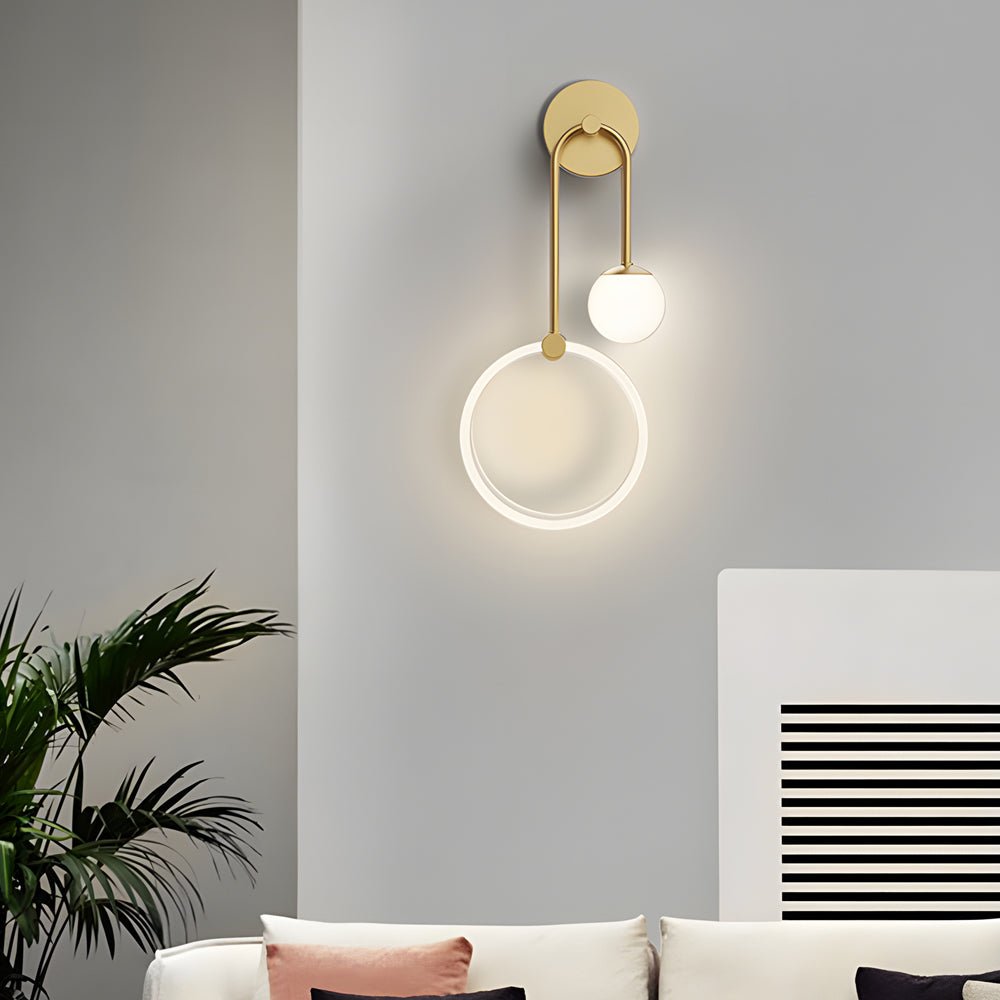 Contemporary White Acrylic Ring LED Wall Sconces for Living Room
