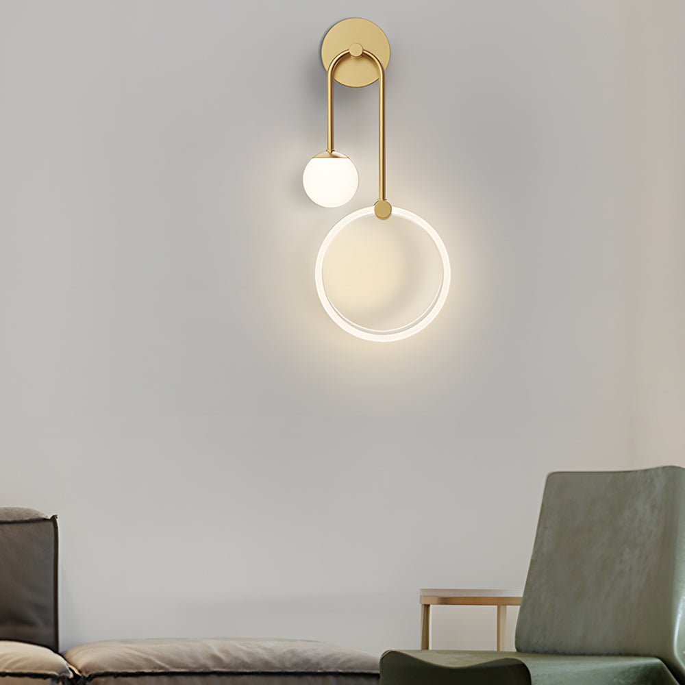 Contemporary White Acrylic Ring LED Wall Sconces for Living Room