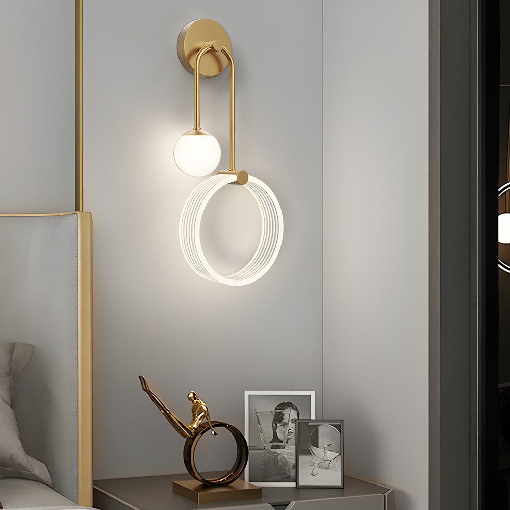 Contemporary White Acrylic Ring LED Wall Sconces for Living Room