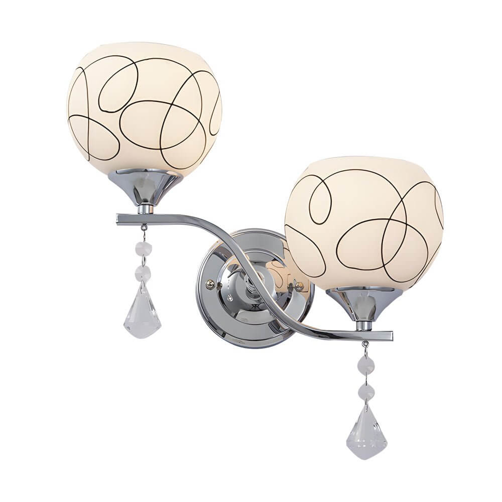 Contemporary 2-Light Chrome Open Sphere Wall Sconce with Crystal Accents