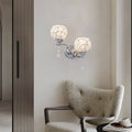 Contemporary 2-Light Chrome Open Sphere Wall Sconce with Crystal Accents