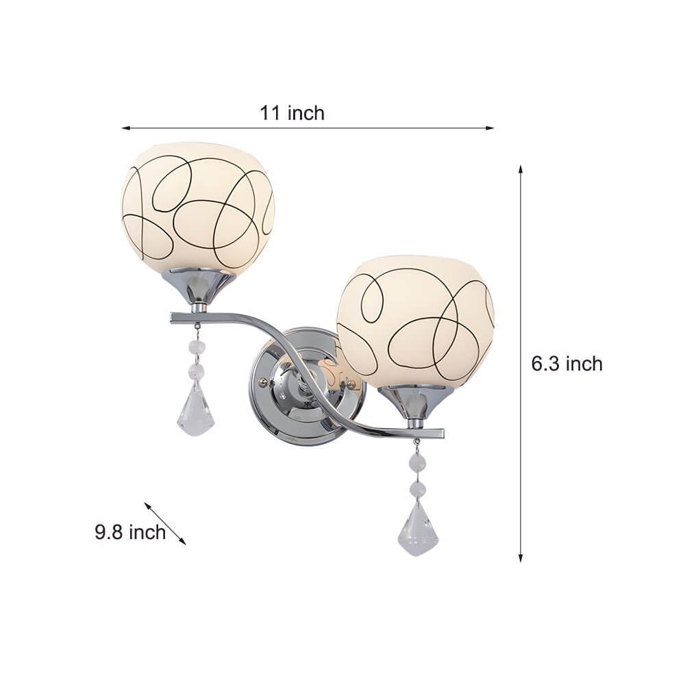 Contemporary 2-Light Chrome Open Sphere Wall Sconce with Crystal Accents
