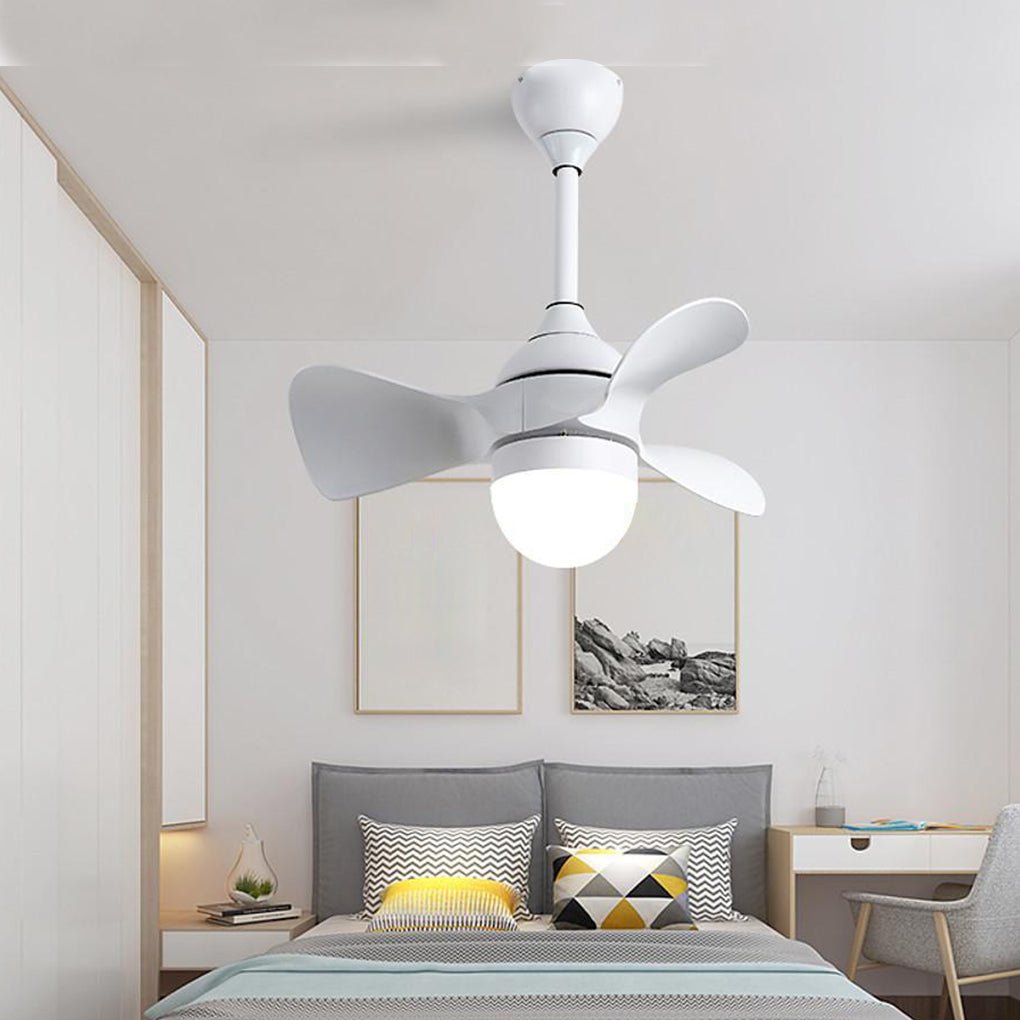 Nordic Dimmable LED Flush Mount Ceiling Fan Light - Remote Control, White