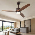 Rustic Wood 3-Blade Ceiling Fan with Light & Remote for Living Room