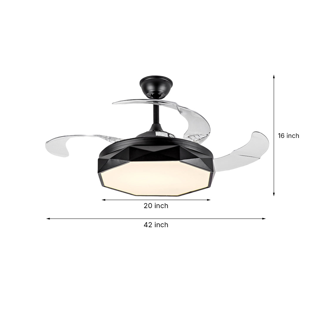42-Inch White Ceiling Fan with Light, ABS Blades & Acrylic Shade for Living Room