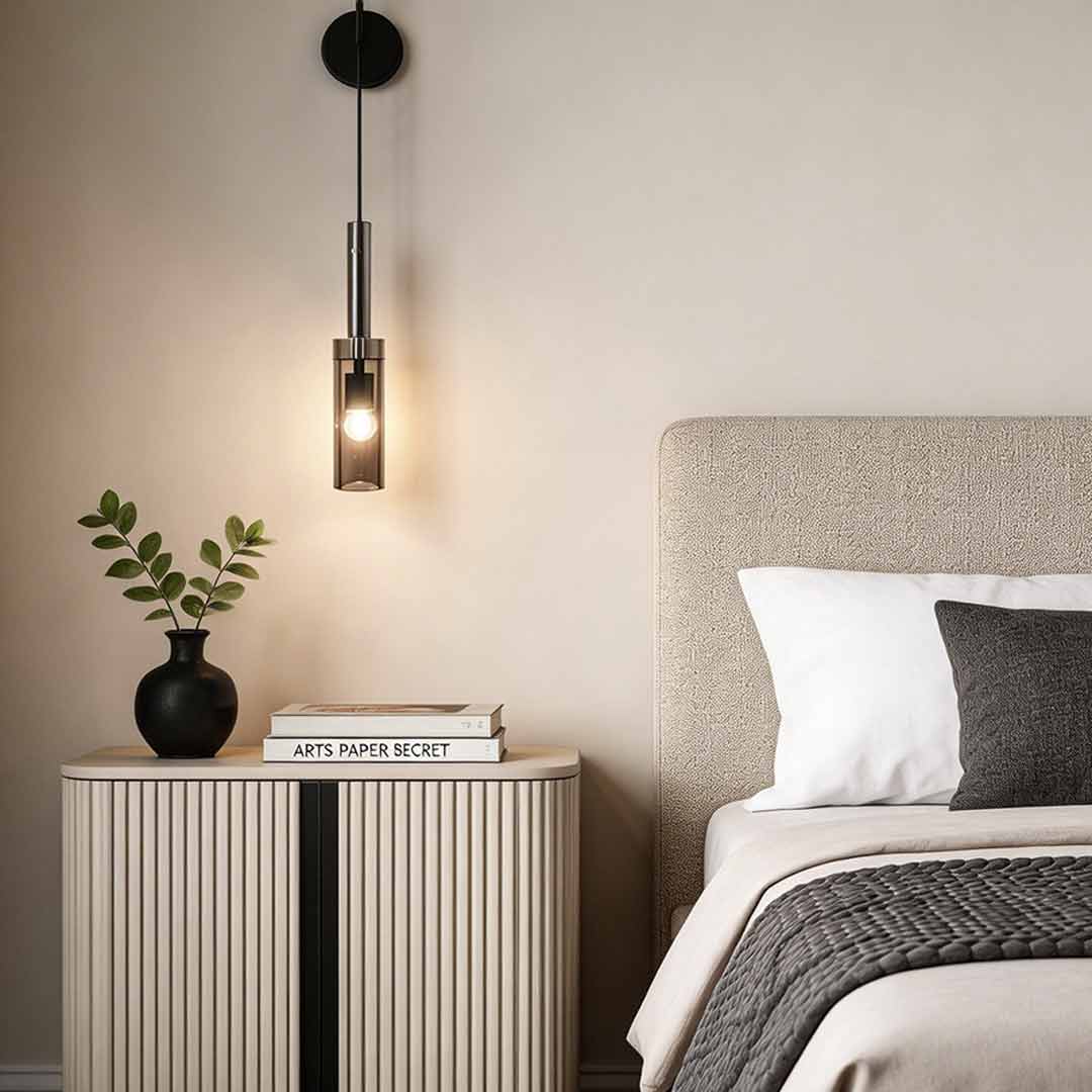 Black Modern Copper Wall Lamp for Bedside, Living Room, or Bedroom