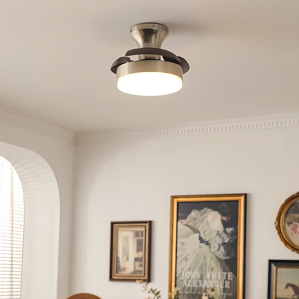 Elegant Silver 3-Blade French Retro Ceiling Fan with Light for Bedrooms