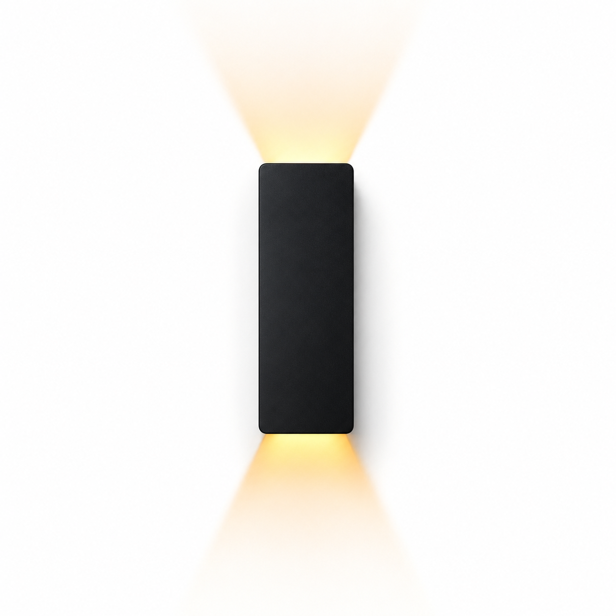 Modern black solar-powered LED path light with 7-shaped design and ground stake on white background.