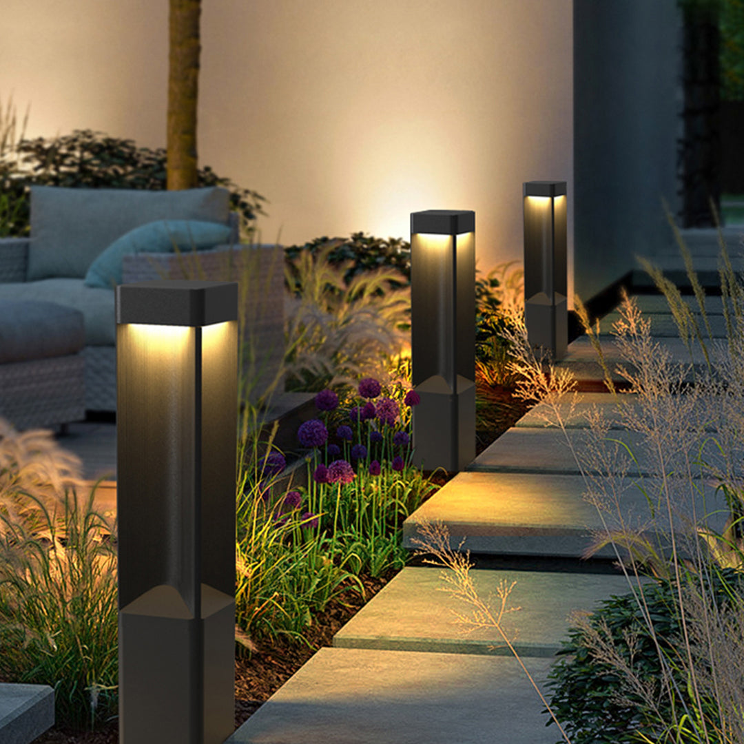 Modern Waterproof LED Bollard Light - Outdoor Landscape Lighting in Gray