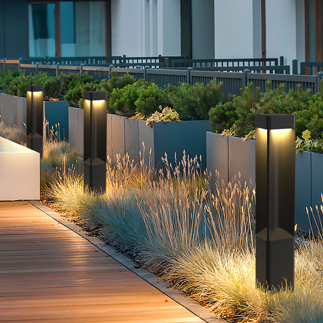 Modern Waterproof LED Bollard Light - Outdoor Landscape Lighting in Gray