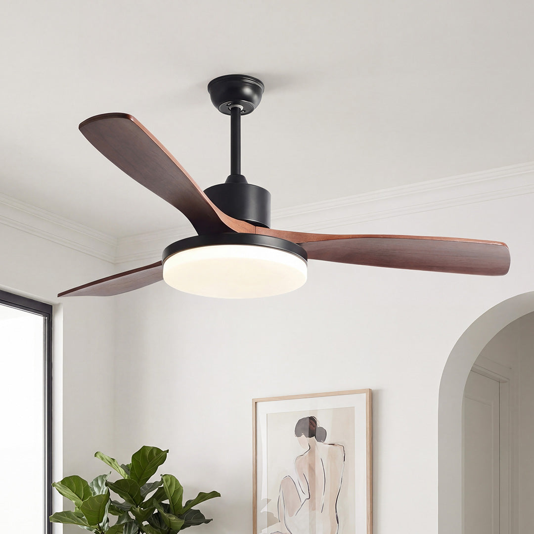 Dimmable Nordic Style White LED Ceiling Fan Light with Remote Control for Living Room