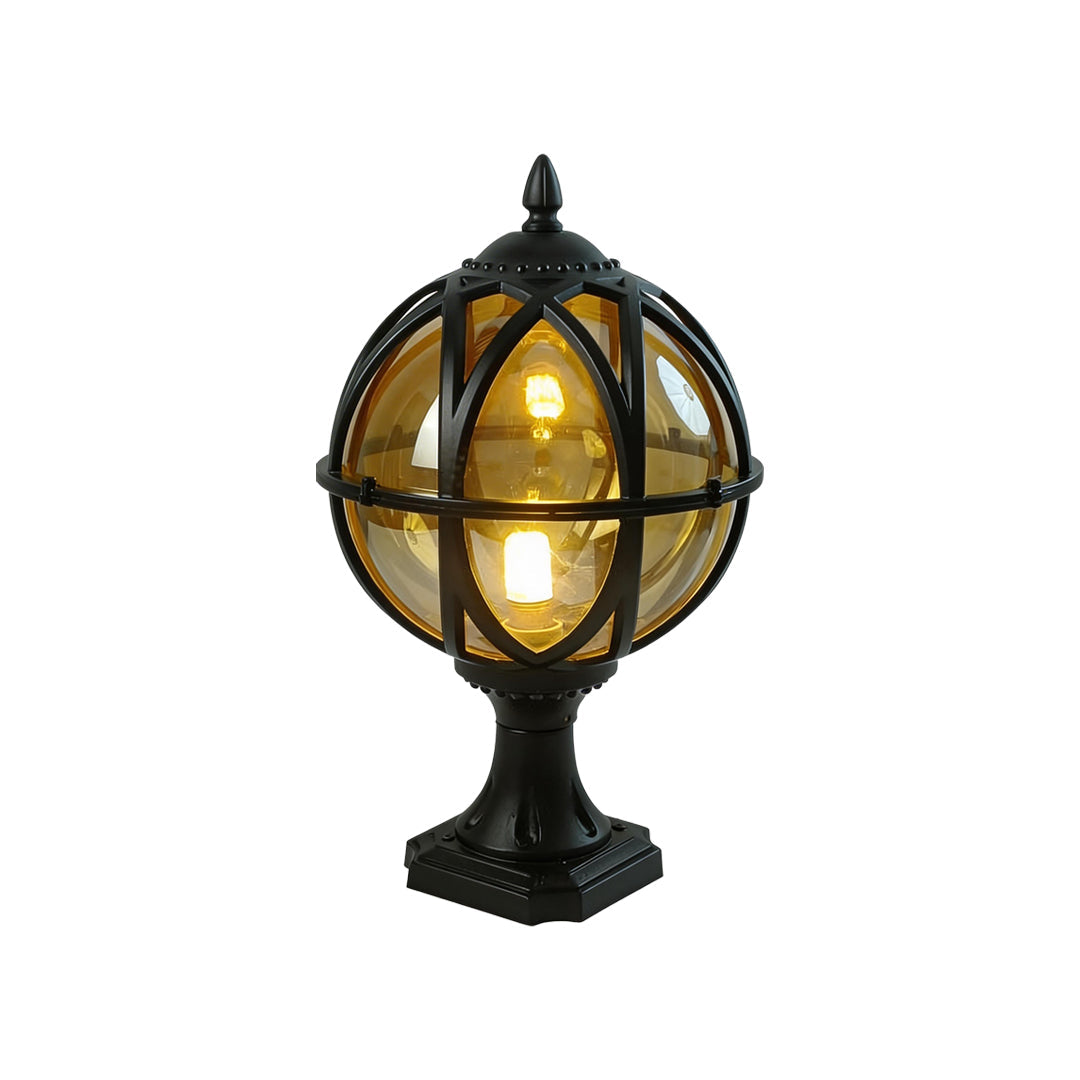 Elegant Frosted Glass Globe Pillar Light Outdoor Waterproof Lamp