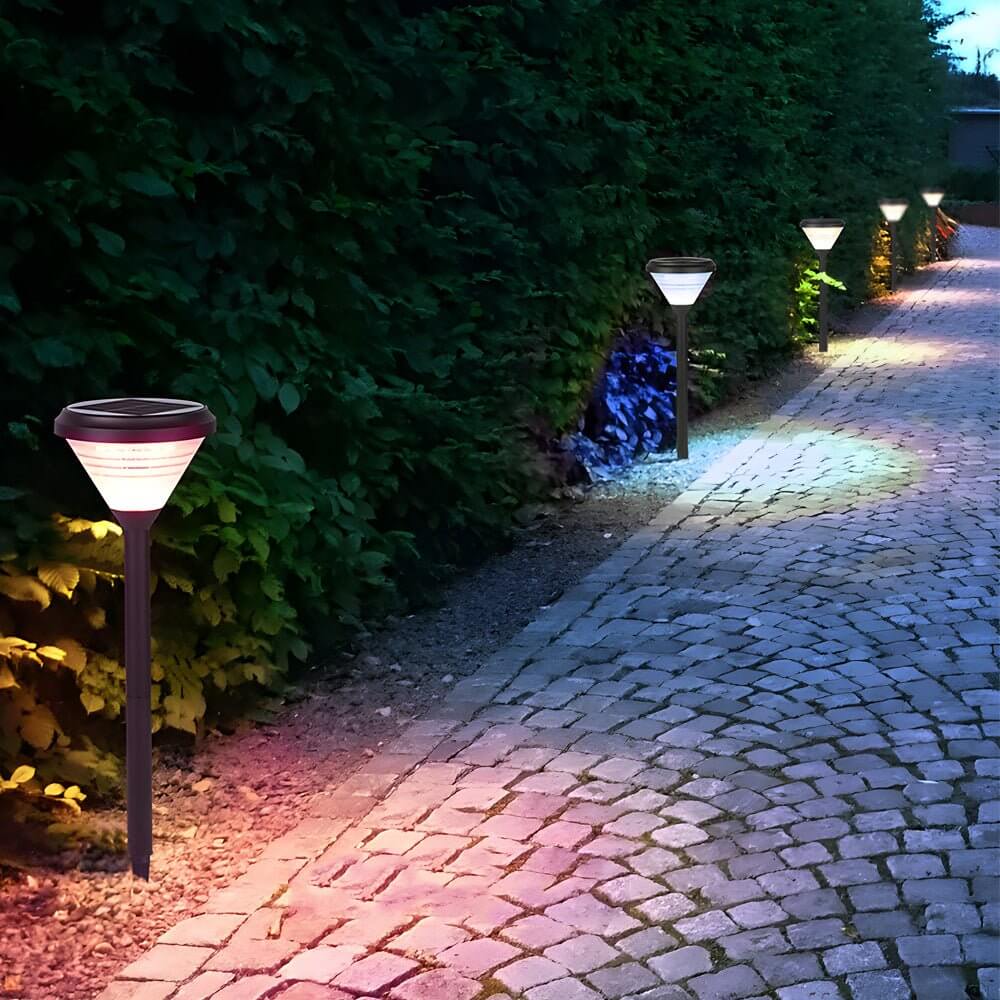 Modern Black LED Solar Pathway Lights 27.6-Inch for Outdoor Garden
