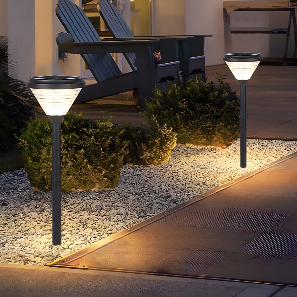 Modern Black LED Solar Pathway Lights 27.6-Inch for Outdoor Garden