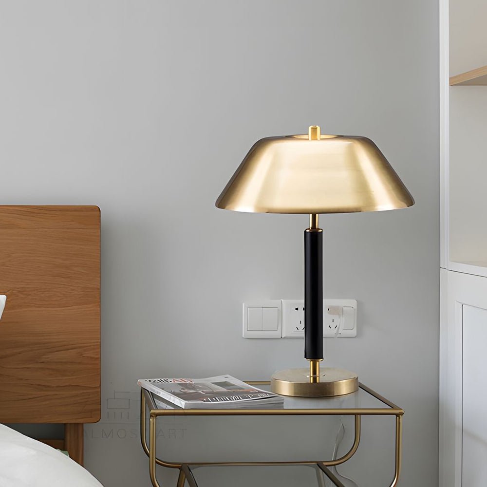 Sleek Black Metal and Brass Table Lamp for Contemporary Living Room Decor