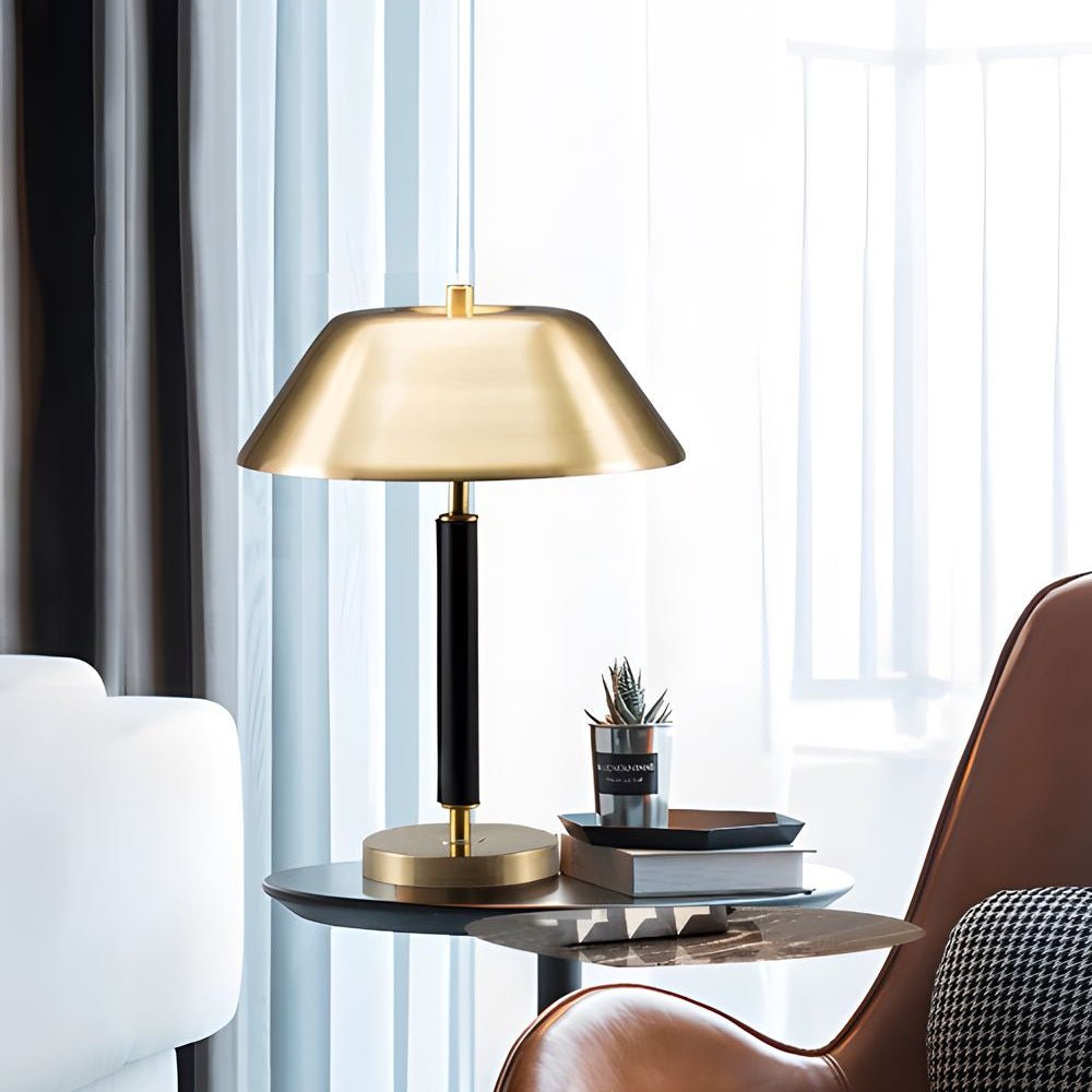 Sleek Black Metal and Brass Table Lamp for Contemporary Living Room Decor
