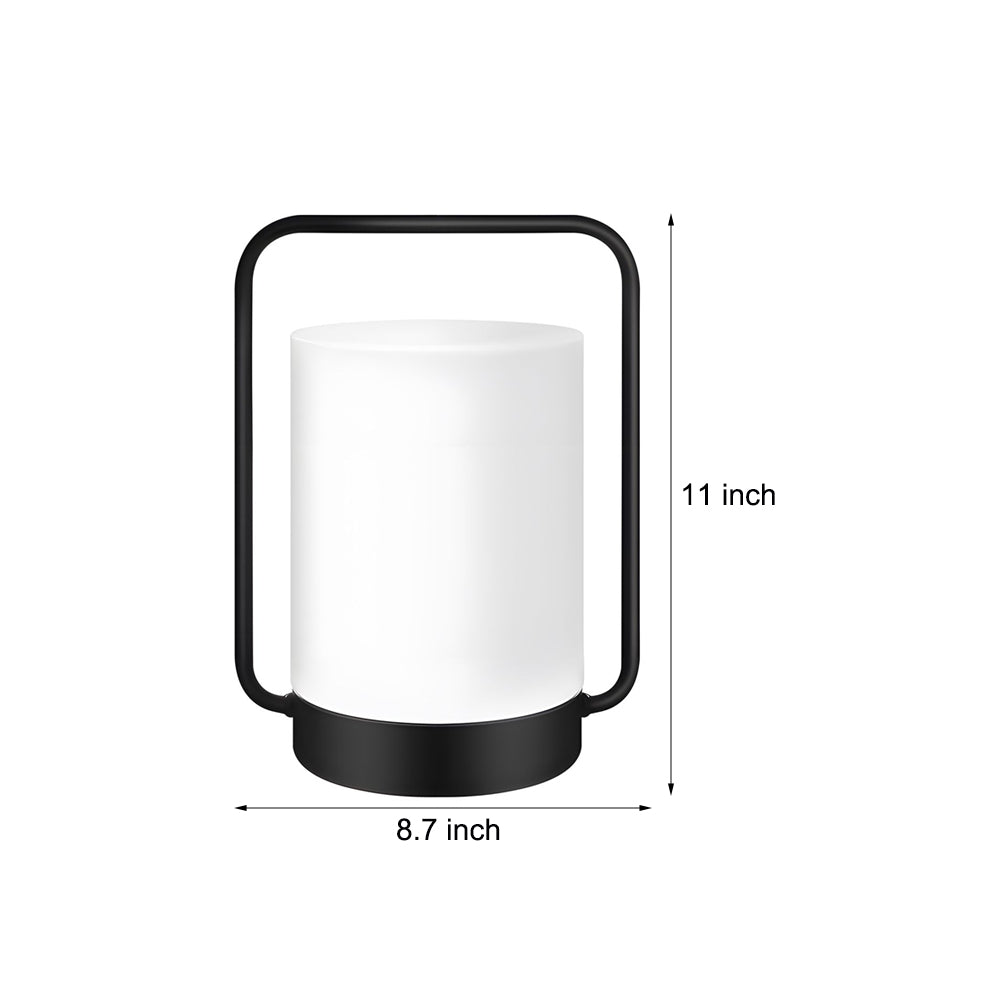Modern Black USB Outdoor Table Lamp with White Shade for Patio Use