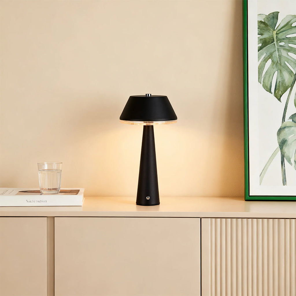 Modern Portable Cordless Rechargeable Table Lamp in Sleek Black Design