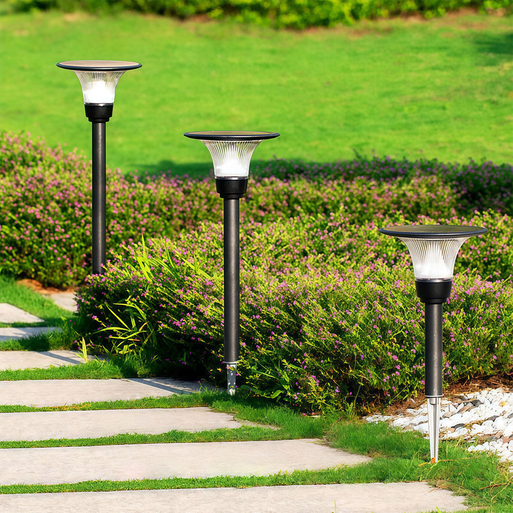 Elegant Black Solar-Powered Pathway Lights for Outdoor Garden Lighting