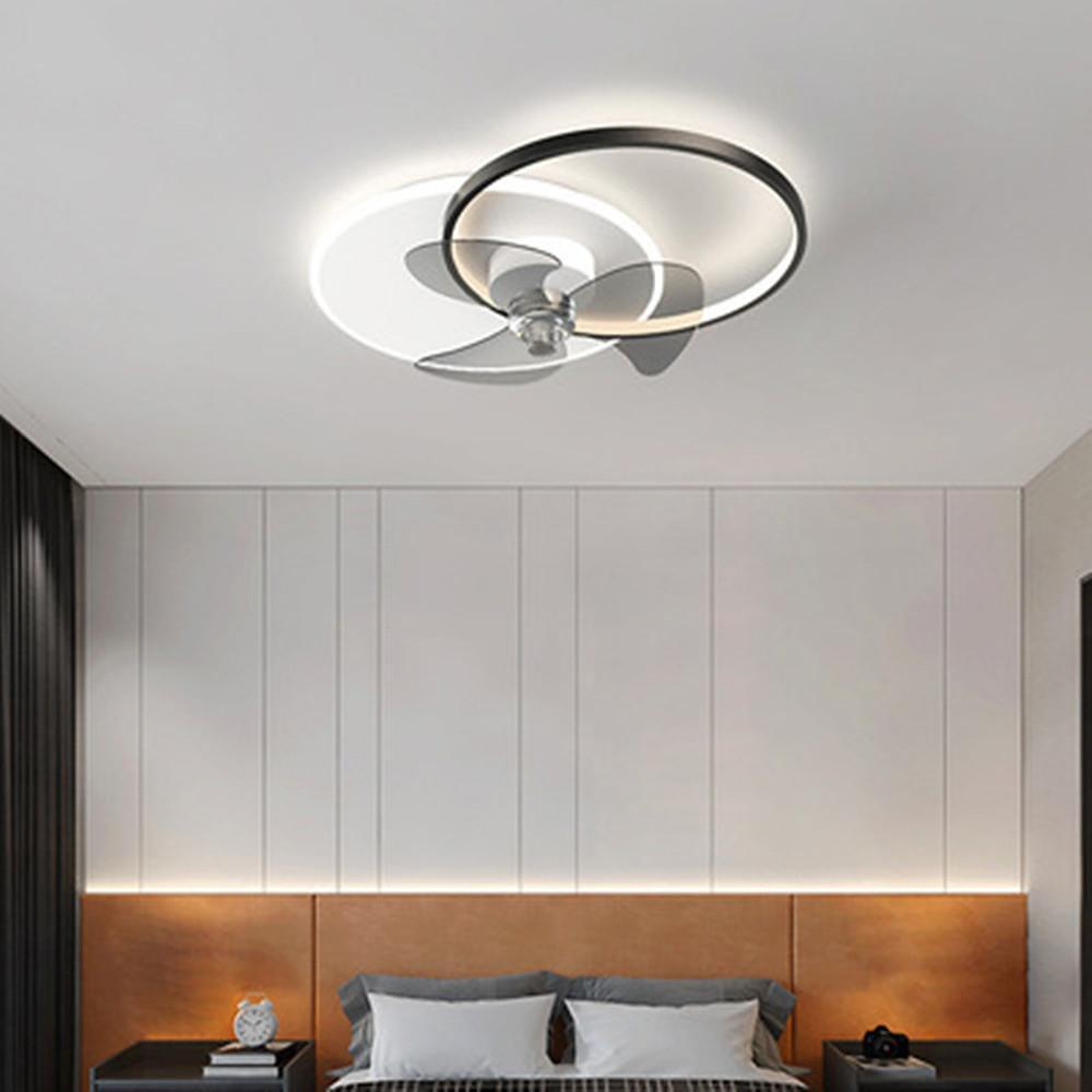 Modern Black and White Metal Ceiling Fan with Lights for Living Room