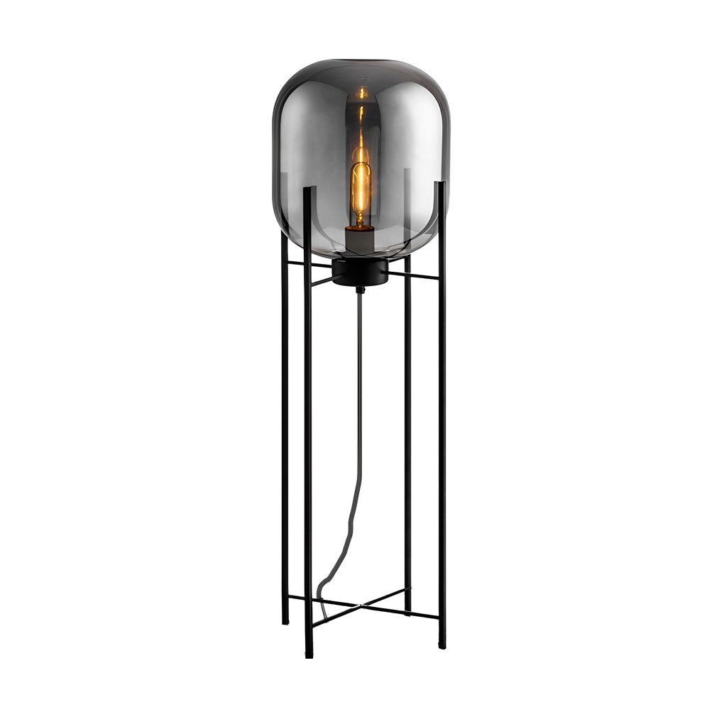 Industrial Bubble Glass Floor Lamp with Metal Rods for Living Room