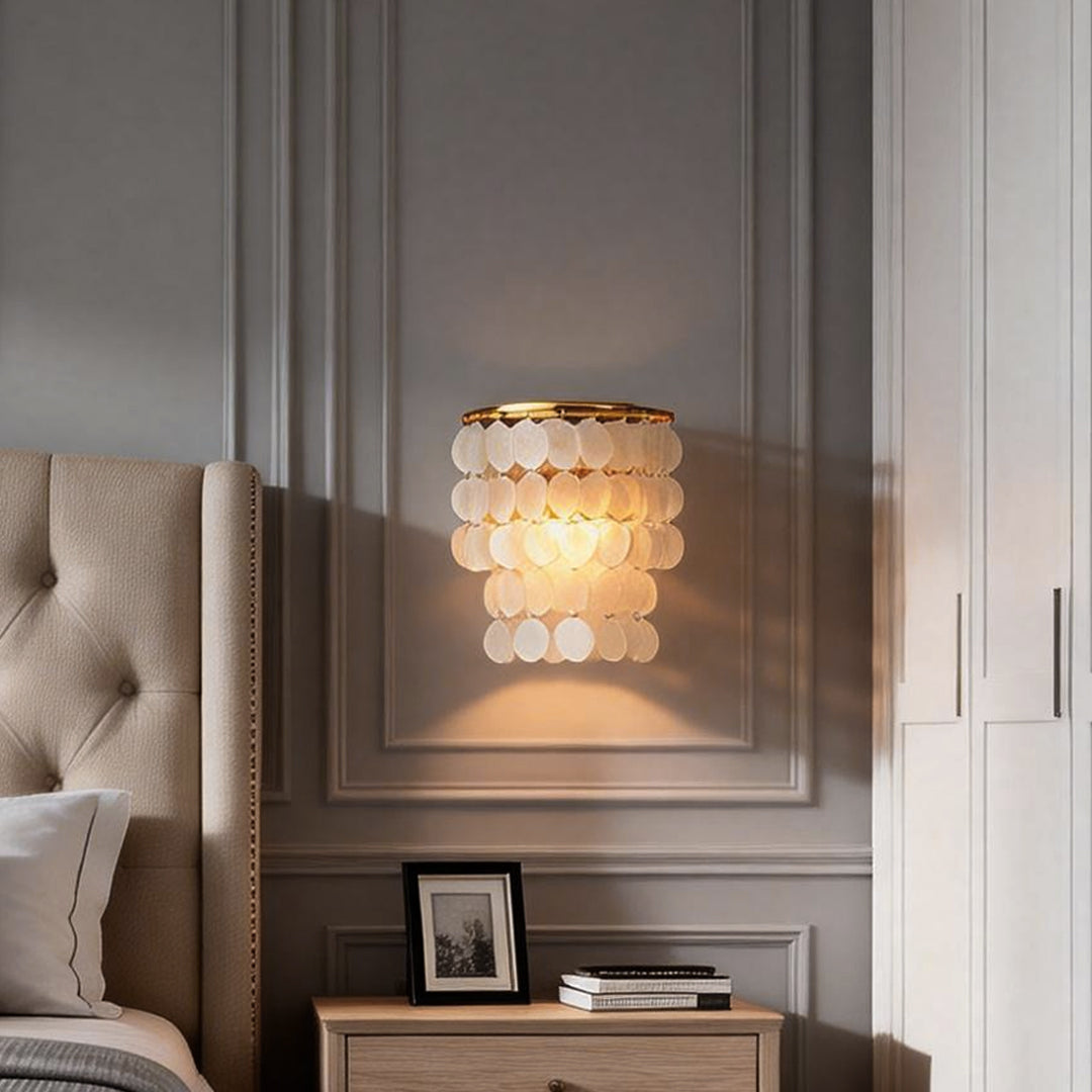 Coastal Capiz Shell LED Wall Sconces in Metallic Finish for Modern Decor