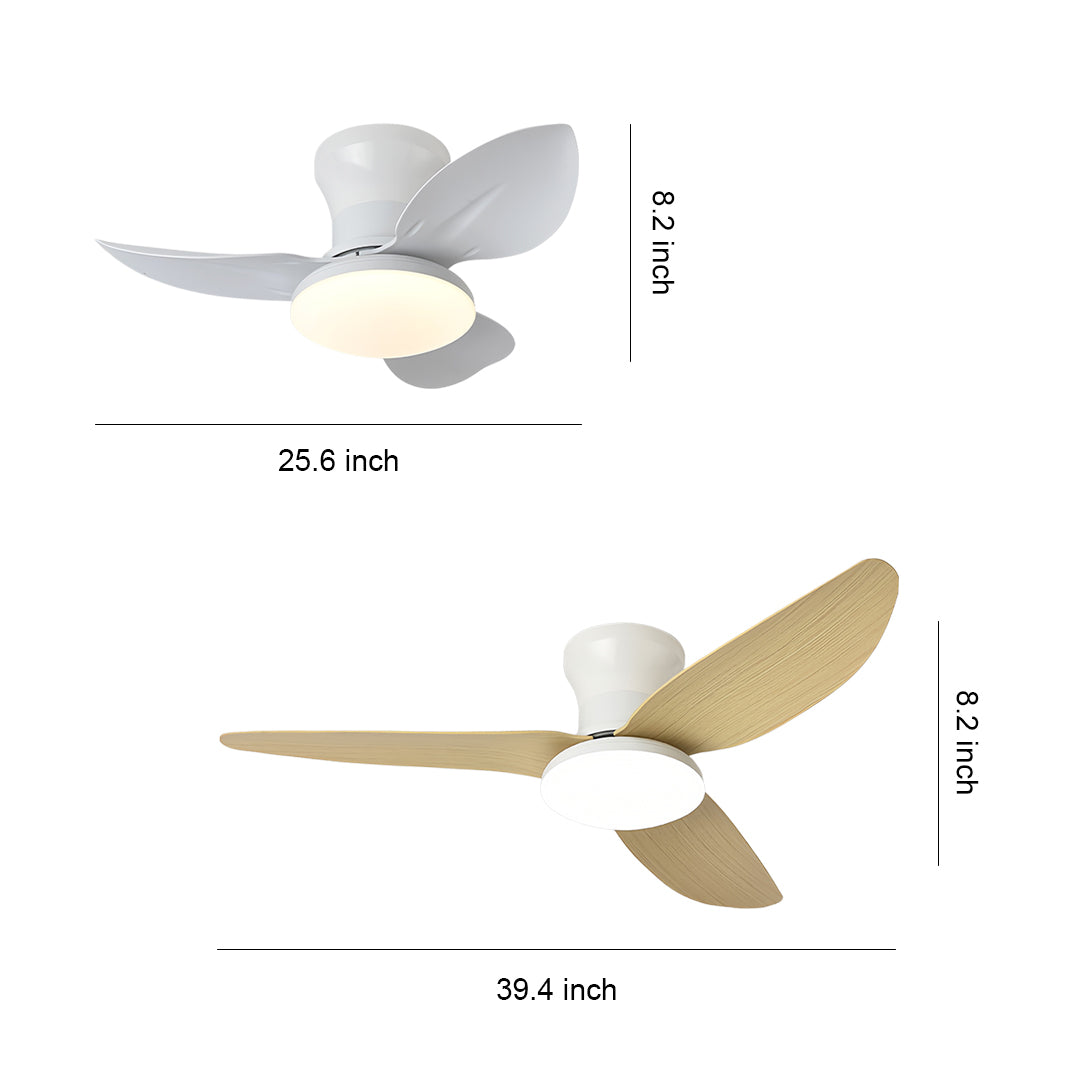 Modern White 3-Blade Ceiling Fan with Dimmer Light and Remote Control for Bedroom