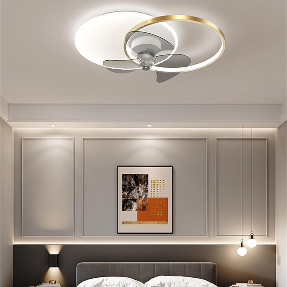 Modern Black and White Metal Ceiling Fan with Lights for Living Room