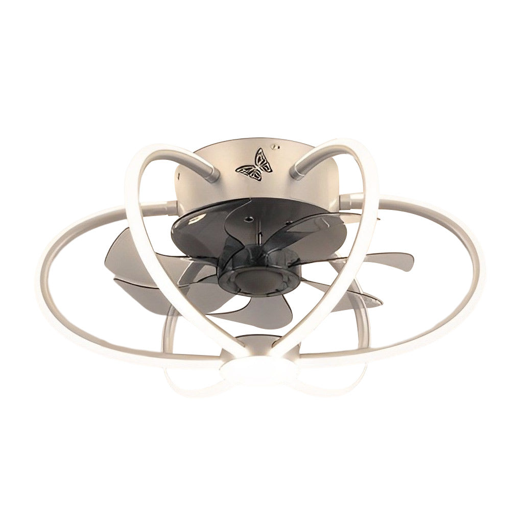 Sleek Black Metal Smart Dimmable LED Ceiling Fan and Light Fixture