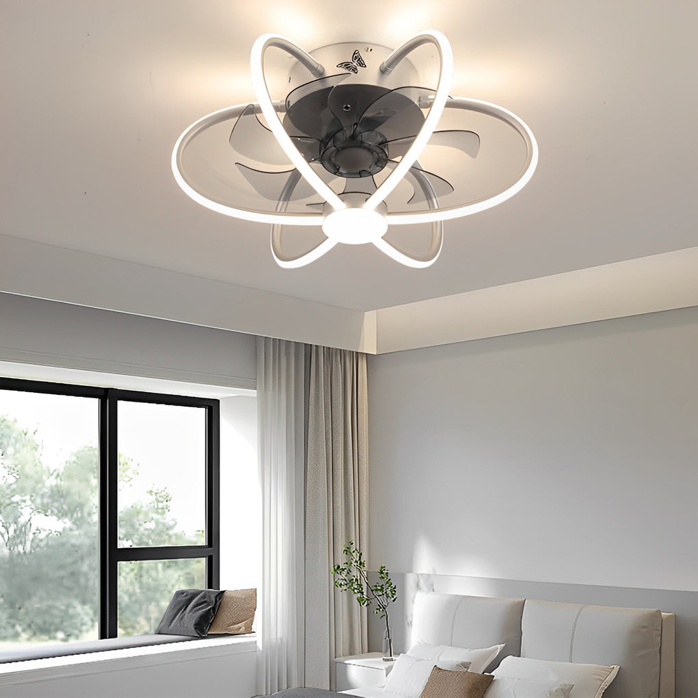 Sleek Black Metal Smart Dimmable LED Ceiling Fan and Light Fixture