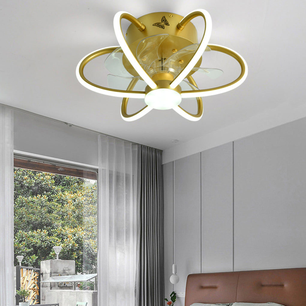 Sleek Black Metal Smart Dimmable LED Ceiling Fan and Light Fixture