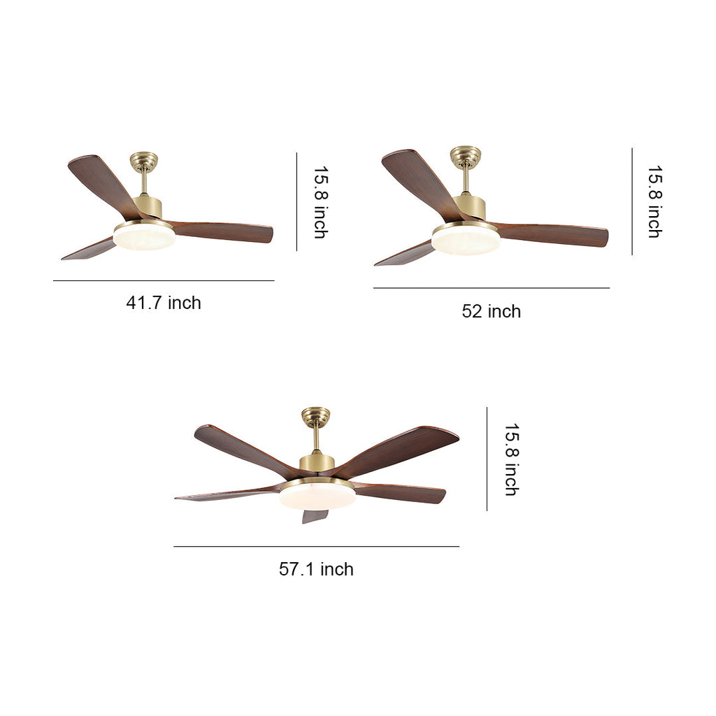 Rustic Wooden 3-Blade Ceiling Fan with Remote Control & Light for Living Room