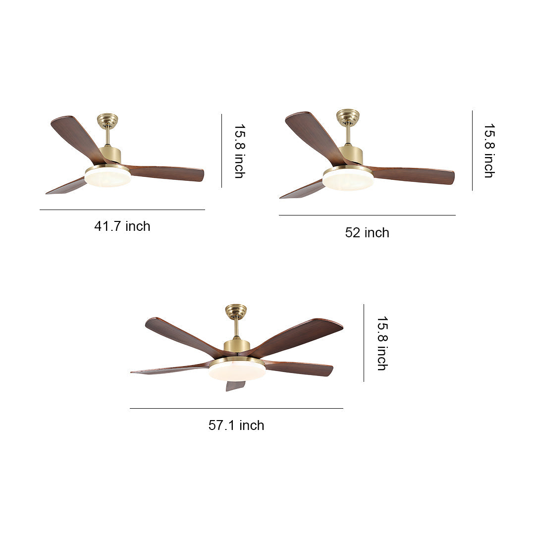 Rustic Wooden 3-Blade Ceiling Fan with Remote Control & Light for Living Room