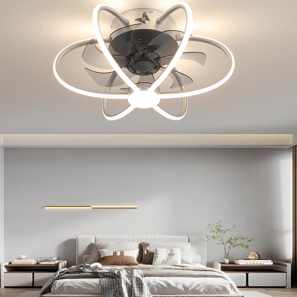 Sleek Black Metal Smart Dimmable LED Ceiling Fan and Light Fixture