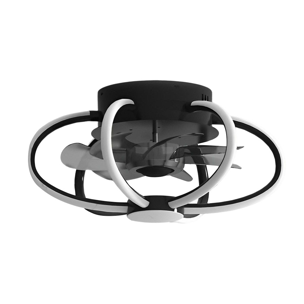 Sleek Black Metal Smart Dimmable LED Ceiling Fan and Light Fixture