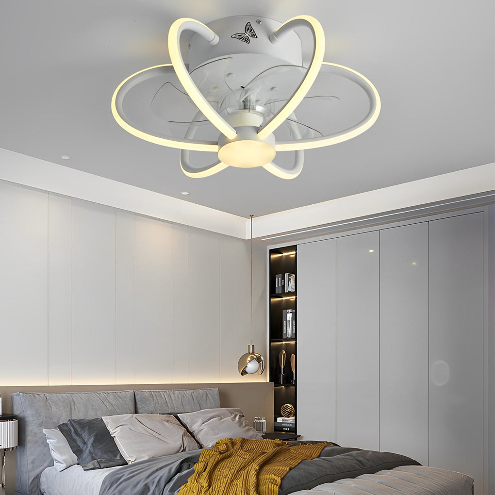 Sleek Black Metal Smart Dimmable LED Ceiling Fan and Light Fixture